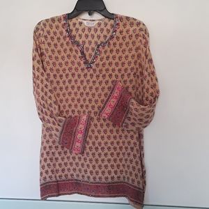 Biba silk peasant/bohemian tunic top